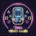 Retro video game neon with portable console