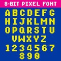 Retro video game pixel letters and numbers font, digital alphabet Royalty Free Stock Photo