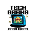 Retro video games logo. Vector illustration of retro video game icon. tech geeks Royalty Free Stock Photo