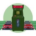 Retro videogame  arcade racing round frame Royalty Free Stock Photo