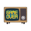 Retro videogame game over on tv screen