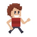 Retro videogame smiling guy characeter pixelated cartoon