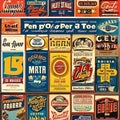 1314 Retro Vintage Advertisements: A retro and vintage-inspired background featuring retro vintage advertisements with retro gra