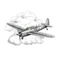 retro vintage airplane flying ai generated Royalty Free Stock Photo