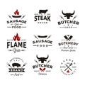 Retro Vintage bbq Barbeque barbecue grill vector logo design pack
