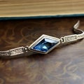 Retro Vintage Blue Sapphire Bracelet: Sharp And Angular Cyanotype Tie Clip Piece