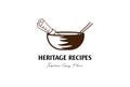 Retro Vintage Bowl with Recipe Paper and Chopsticks for Asian Japanese Korean Chinese Oriental Food Restaurant Logo Design Vector Royalty Free Stock Photo