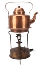 Retro vintage bronze primus stove with brass teapot