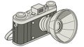 Retro Vintage Camera with External Flash Photography, vector design Generative AI Royalty Free Stock Photo
