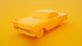 Retro vintage car isolated on yellow background. 3d rendering
