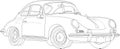 Retro Vintage Car With Outlines. Vector Illustration In Black And White.
