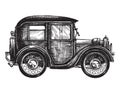 Retro, vintage. car on a white background. sketch Royalty Free Stock Photo