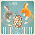 Retro Vintage Card with Easter Australian Bilby