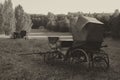 Retro vintage Carriage. Black and white image Royalty Free Stock Photo