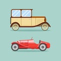 Retro vintage cars flat icons. Vector illustration. Royalty Free Stock Photo