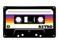 Retro vintage cassette tape vector illustration on white background.