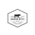 Retro Vintage Cattle Angus Beef Meat Label logo design