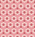 Retro vintage Chinese traditional pattern seamless background pink red round flower cross kaleidoscpe Royalty Free Stock Photo