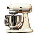 Vintage kitchen mixer, old school, flat simple colours and shapes.