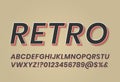 Retro vintage 3d style text effect. Retro Alphabet Letters, Numbers and Symbols Royalty Free Stock Photo