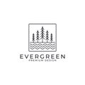 Retro Vintage Evergreen Green Garden Line Art Logo Design