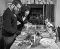 Retro Vintage Family Thanksgiving Day Dinner Turkey Royalty Free Stock Photo