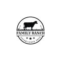 retro vintage farm cattle Angus livestock logo