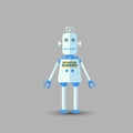 Retro vintage funny vector robot icon in flat style isolated on grey background. Vector vintage illustration of flat