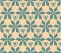 Retro vintage geometric floral seamless pattern in turquoise and beige color Royalty Free Stock Photo