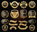 Retro vintage golden badges labels badges and shields collection Royalty Free Stock Photo