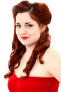 Retro Vintage Hair Style Half Updo and Make Up Royalty Free Stock Photo