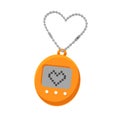 Retro vintage hipster electronic toy tamagochi in the form of an egg with poxel heart on the screen, kids gadget