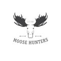 Retro Vintage Insignia or Logotype Vector design element, business sign template. Deer hunting. Hunting for elk. Moose hunting.