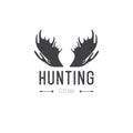 Retro Vintage Insignia or Logotype Vector design element, business sign template. Deer hunting. Hunting for elk. Moose hunting. Royalty Free Stock Photo