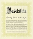 Retro vintage invitation template. Cordial design. Complex background. Customizable, Easy to edit and change colors. Yellow color