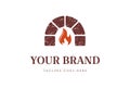 Retro Vintage Keystone Fire Brick Hearth Furnace Logo Design Vector Royalty Free Stock Photo