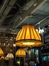 retro vintage lamps with large lampshades in the cafe interior Royalty Free Stock Photo