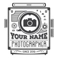 Retro vintage logotype of old camera for photographers.