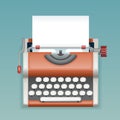 Retro Vintage Manual Typewriter with Blank Paper Sheet Writer Mass Media Press Journalist Icon Realistic 3d Flat Design Royalty Free Stock Photo