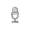 Retro vintage microphone hand drawn outline doodle icon.