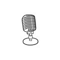 Retro vintage microphone hand drawn outline doodle icon. Royalty Free Stock Photo