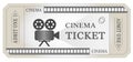 Retro vintage movie ticket in black and white Royalty Free Stock Photo