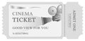 Retro vintage movie ticket in black and white Royalty Free Stock Photo