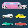 Retro vintage old style car vehicle automobile exclusive speed sport transport antique garage classic auto vector Royalty Free Stock Photo