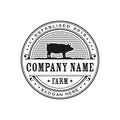 Retro Vintage pig farm logo design template. pig farm logo design