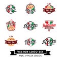 Retro Vintage Pizza Restaurant Vector Logo Set