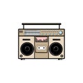 Retro Vintage Portable Stereo Boombox Radio Cassette Recorder for Music Sound Illustration