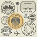 Georgia state stamps set Royalty Free Stock Photo