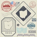 Retro vintage postage stamps set Ohio, United States Royalty Free Stock Photo