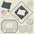 Retro vintage postage stamps set Oregon, United States Royalty Free Stock Photo